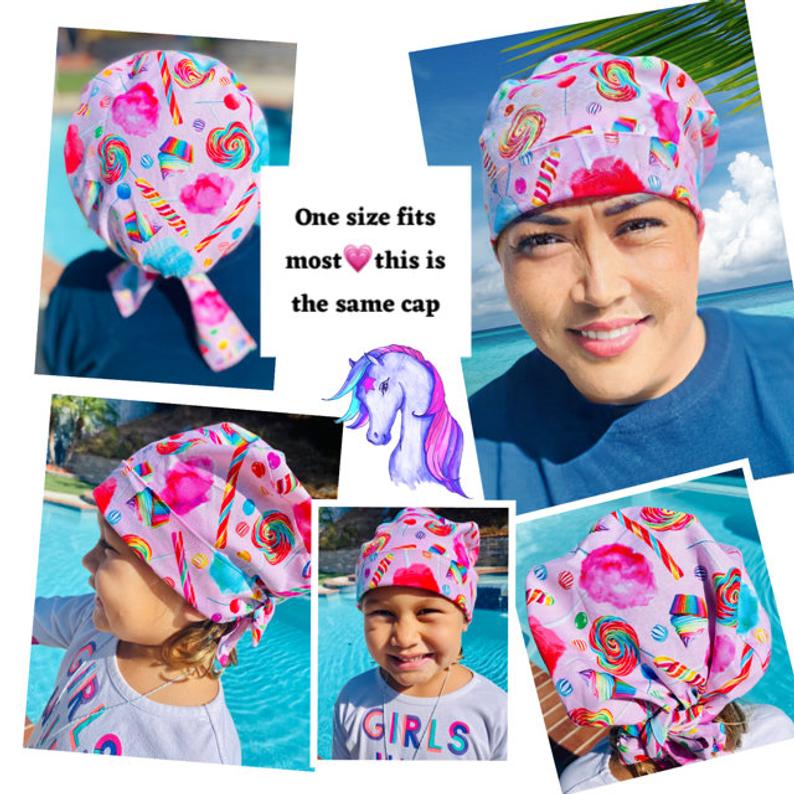 CHRISTMAS SCRUB CAP - Ponytail Scrub Hat - Surgical Scrub Cap For Friend - Dental Scrub Cap - Scrub Cap Pattern - Cotton Nursing Scrub Cap -